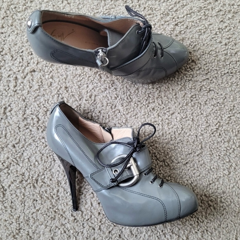 Giuseppe Zanotti Gray High Heel Oxford Booties